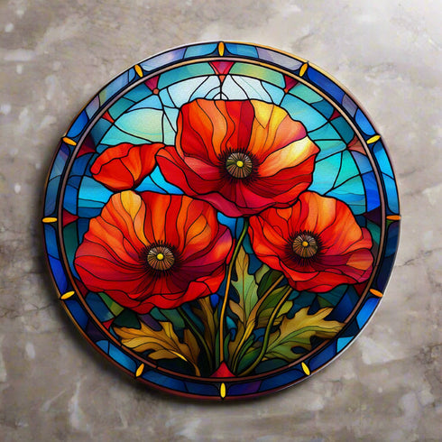 Poppy Circular Glass Suncatcher Worktop Saver